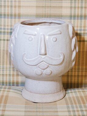 7" Monopoly Man Duke Lord Grandpa Ceramic Face Planter Cachepot Flower Pot
